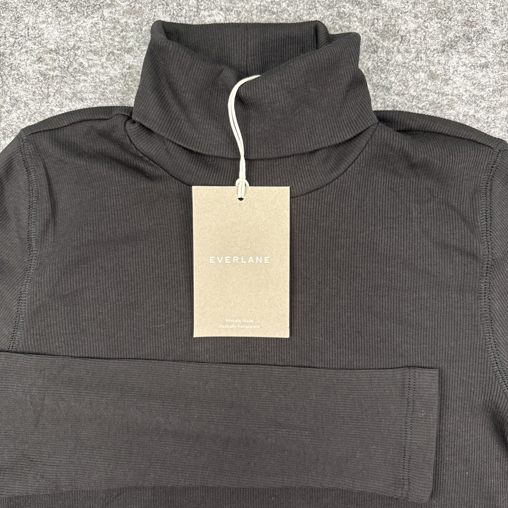 Everlane Pima Micro Rib Turtleneck women's small black classic minimalist preppy